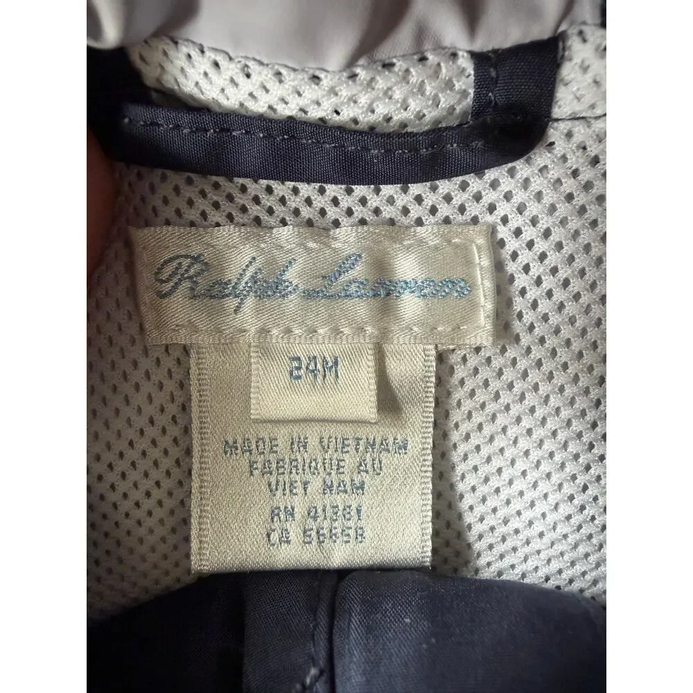 Ralph Lauren Navy Hooded Windbreaker Jacket Toddler 24M / 2T Mesh Lined